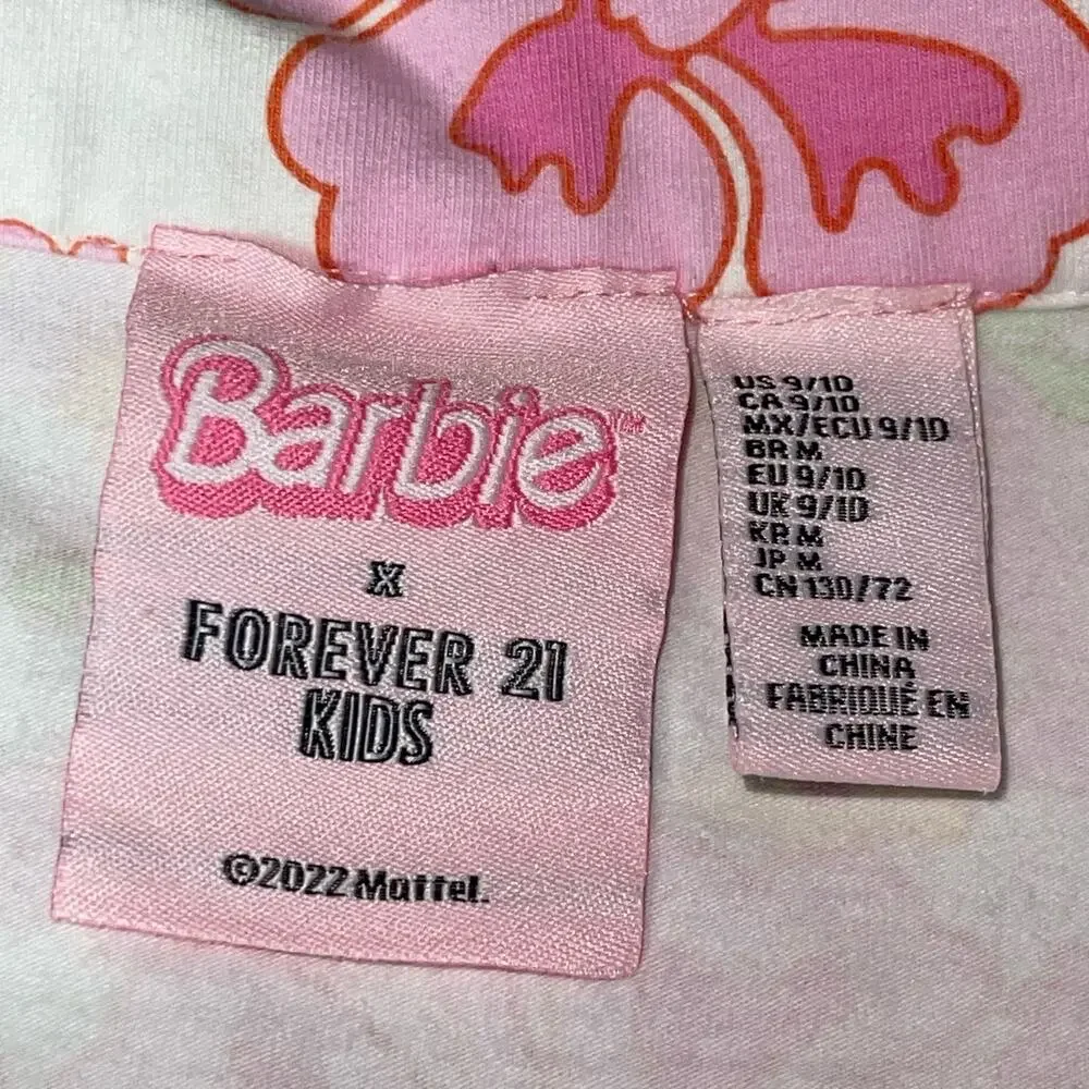 Forever 21 Pink Barbie Tropical Print Polo Dress Kids Size 9/10
